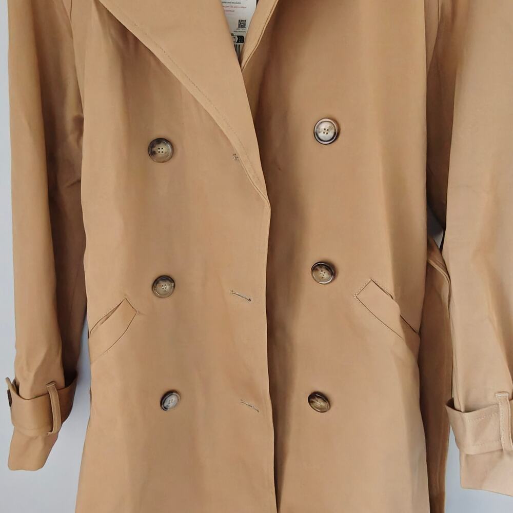 NWT Sézane Scott Trench Coat Camel Beige FR 32 US 0 Belted Classic Tan - Picture 6 of 8